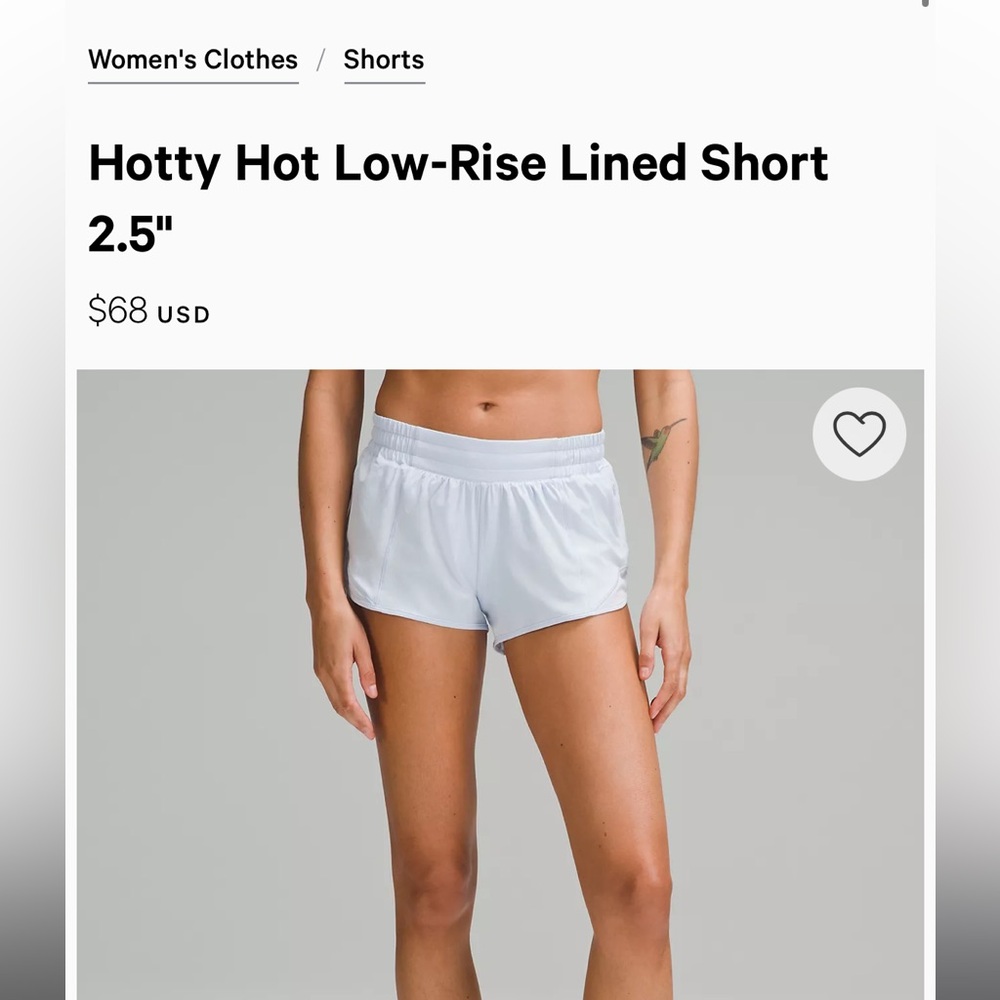 Lululemon hotty hot low rise lined shorts size 4